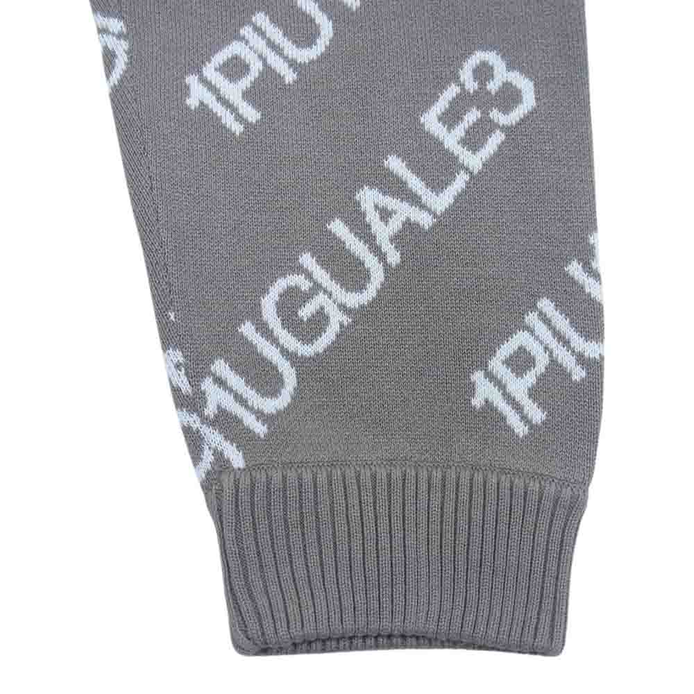 1piu1uguale3 ウノピュウノウグァーレトレ 22SS MRK231 CTT010 113 RIB PT バイアスロゴ総柄 リブ ニット パンツ ベージュ系 V【美品】【中古】