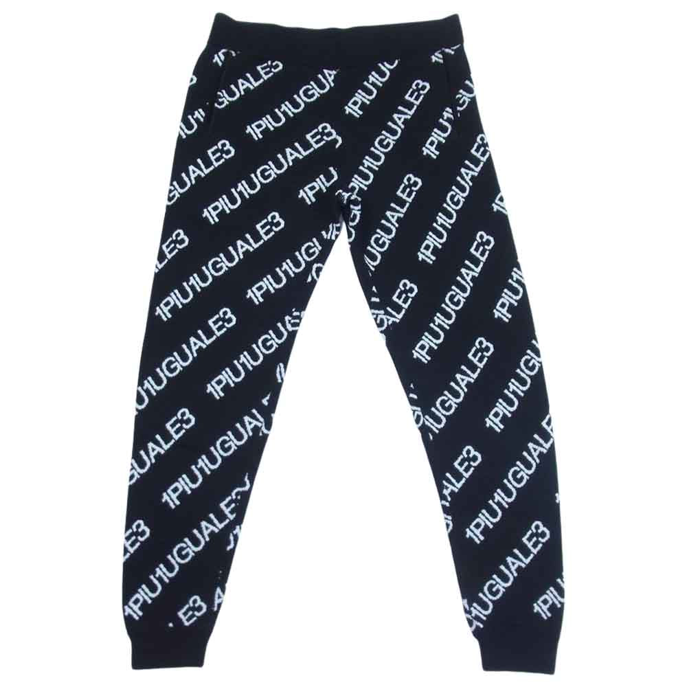 1piu1uguale3 ウノピュウノウグァーレトレ 22SS MRK231 CTT010 113 RIB PT バイアスロゴ総柄 リブ ニット パンツ ブラック系 V【美品】【中古】