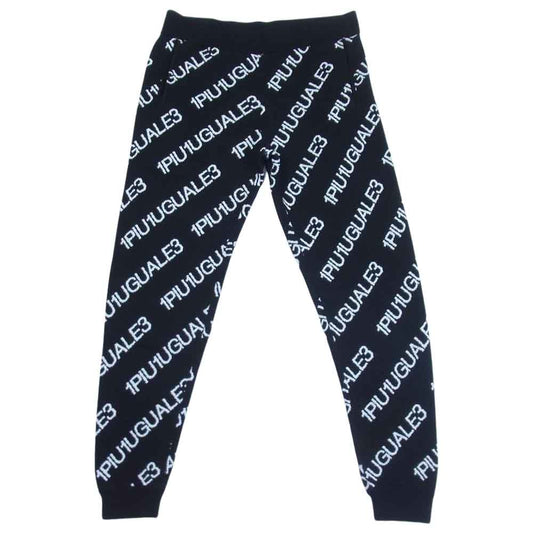 1piu1uguale3 ウノピュウノウグァーレトレ 22SS MRK231 CTT010 113 RIB PT バイアスロゴ総柄 リブ ニット パンツ ブラック系 V【美品】【中古】