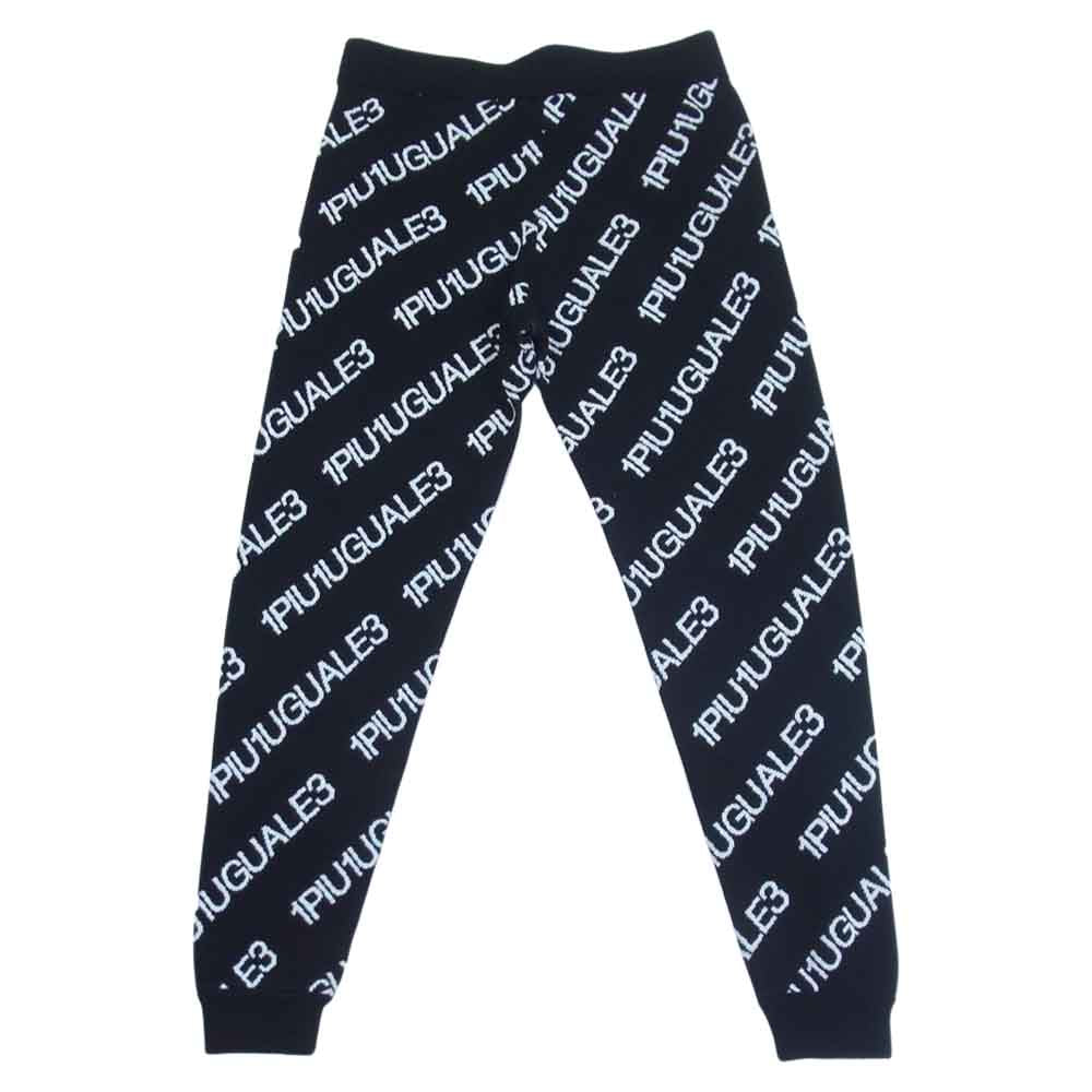 1piu1uguale3 ウノピュウノウグァーレトレ 22SS MRK231 CTT010 113 RIB PT バイアスロゴ総柄 リブ ニット パンツ ブラック系 V【美品】【中古】