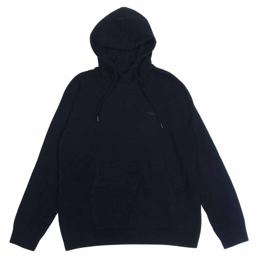1piu1uguale3 ウノピュウノウグァーレトレ MRK236 CAS026 折鶴刺繍 カシミヤ100％ バックロゴ ニット パーカー ブラック系 VI【美品】【中古】