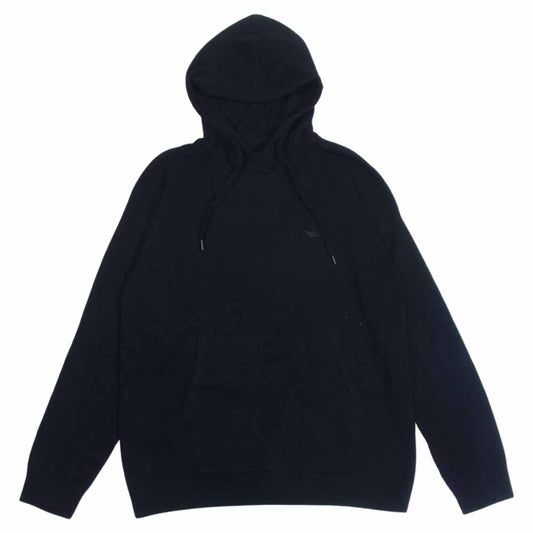 1piu1uguale3 ウノピュウノウグァーレトレ MRK236 CAS026 折鶴刺繍 カシミヤ100％ バックロゴ ニット パーカー ブラック系 VI【美品】【中古】