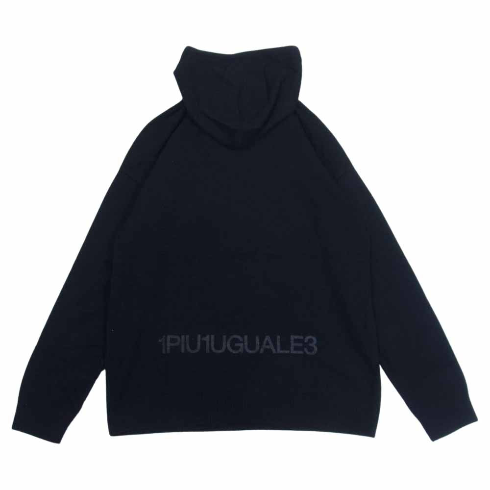 1piu1uguale3 ウノピュウノウグァーレトレ MRK236 CAS026 折鶴刺繍 カシミヤ100％ バックロゴ ニット パーカー ブラック系 VI【美品】【中古】