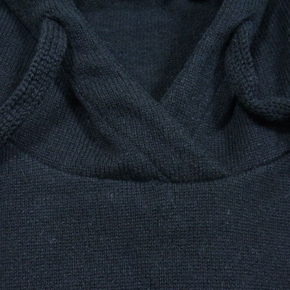 1piu1uguale3 ウノピュウノウグァーレトレ MRK236 CAS026 折鶴刺繍 カシミヤ100％ バックロゴ ニット パーカー ブラック系 VI【美品】【中古】
