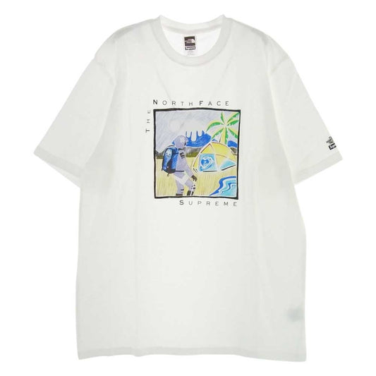 Supreme シュプリーム THE NORTH FACE 22SS NT02203I TNF Sketch S/S Top スケッチ プリント 半袖 Tシャツ ホワイト系 L【新古品】【未使用】【中古】