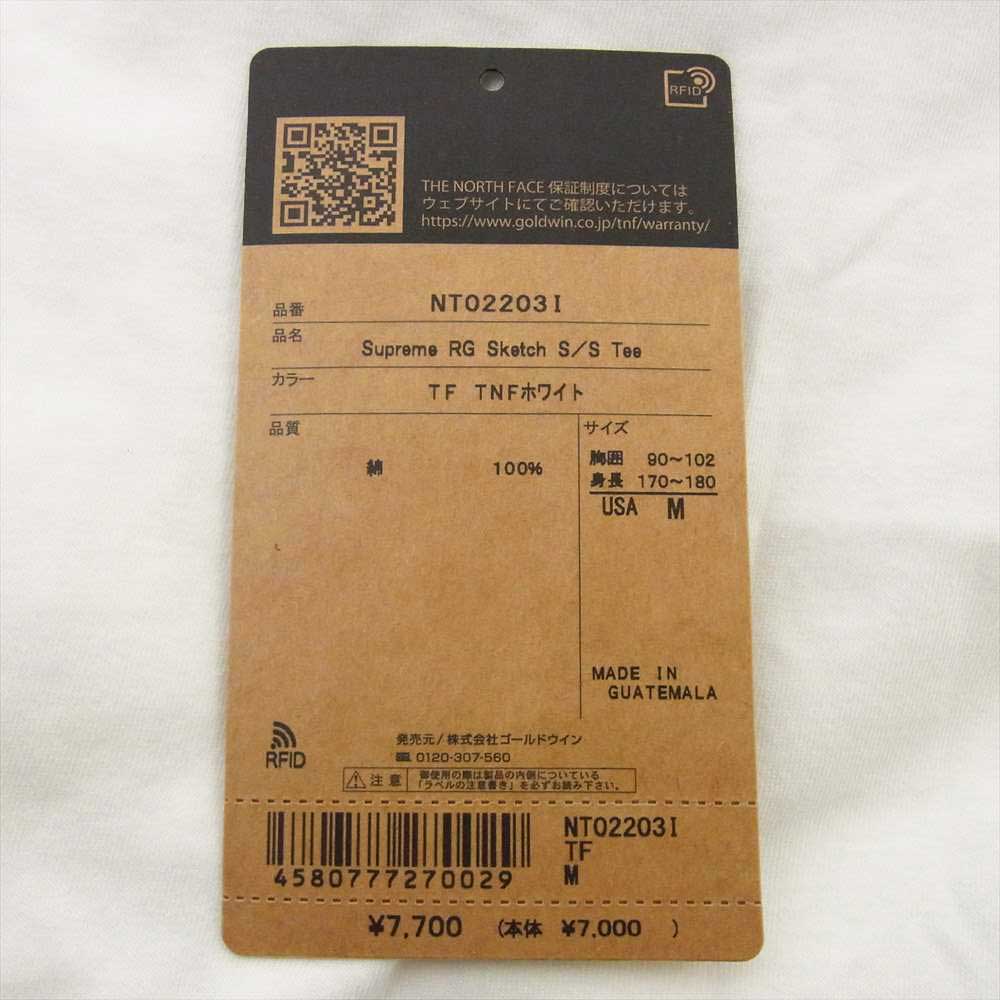 Supreme シュプリーム THE NORTH FACE 22SS NT02203I TNF Sketch S/S Top スケッチ プリント 半袖 Tシャツ ホワイト系 L【新古品】【未使用】【中古】