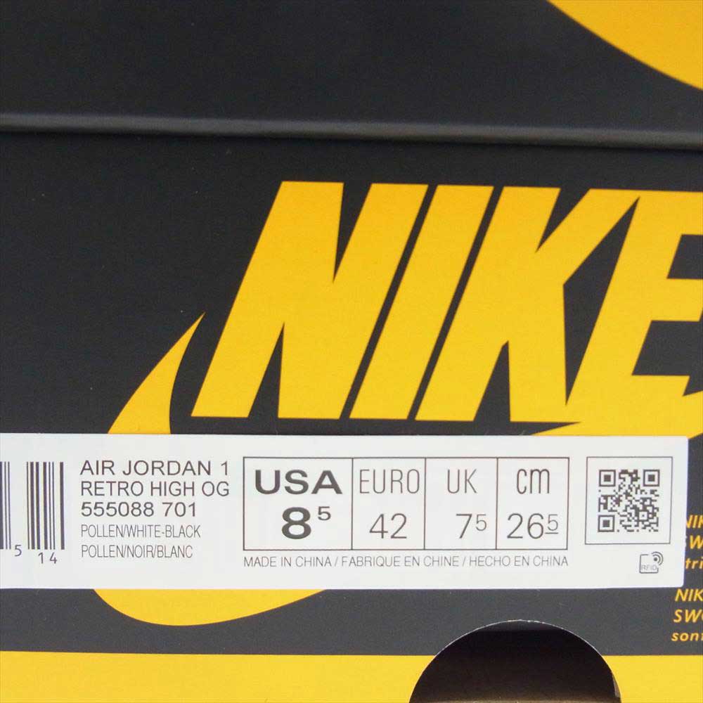 NIKE ナイキ 555088 701 AIR JORDAN 1 AJ1 RETRO HIGH OG POLLEN エアジョーダン レトロ ハイカット スニーカー ポレン イエロー系 26.5cm【新古品】【未使用】【中古】
