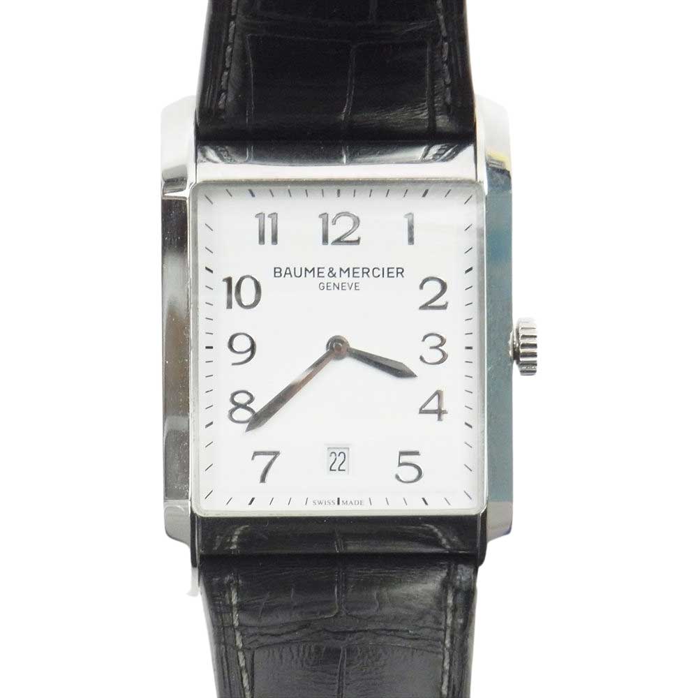 Baume & Mercier ボーム＆メルシェ M0A10154 65750 HAMPTON CLASSIQUE ハンプトン クラシック クォーツ デイト 純正クロコ型押しベルト ウォッチ 腕時計 シルバー系 ブラック系【中古】