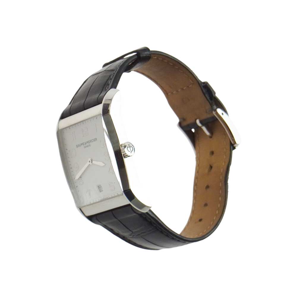 Baume & Mercier ボーム＆メルシェ M0A10154 65750 HAMPTON CLASSIQUE ハンプトン クラシック クォーツ デイト 純正クロコ型押しベルト ウォッチ 腕時計 シルバー系 ブラック系【中古】