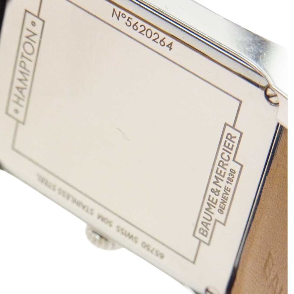 Baume & Mercier ボーム＆メルシェ M0A10154 65750 HAMPTON CLASSIQUE ハンプトン クラシック クォーツ デイト 純正クロコ型押しベルト ウォッチ 腕時計 シルバー系 ブラック系【中古】