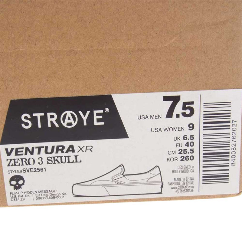 ストレイ VENTURA XR ZERO 3 SKULL スリッポン スニーカー ブラック系 25.5cm【中古】