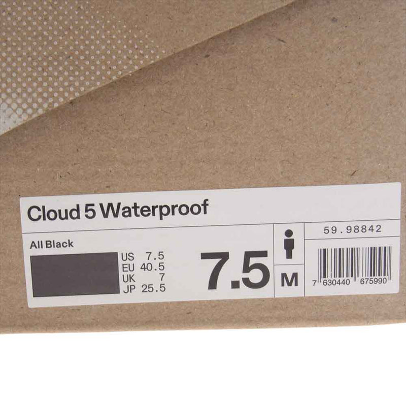 オン Cloud 5 Waterproof クラウド5 ウォータープルーフ スニーカー ブラック系 25.5cm【中古】