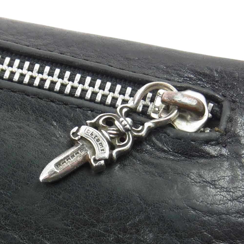CHROME HEARTS クロムハーツ（原本無） LONG CROSS WALLET グリーシー クロスボタン レザー ロングウォレット ブラック系【中古】