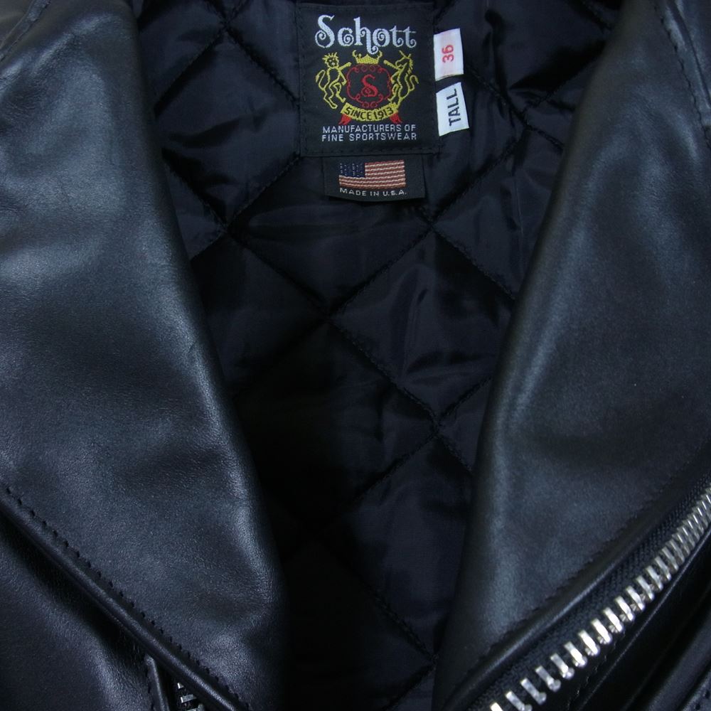schott ショット 613UST ONESTAR TALL ワンスター トール カウハイド ダブル ライダース ジャケット ブラック系 36【中古】