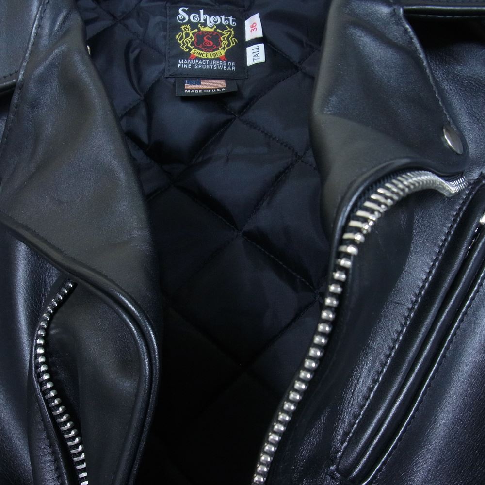 schott ショット 613UHT ONESTAR TALL ワンスター トール カウハイド ダブル ライダース ジャケット ブラック系 36【美品】【中古】