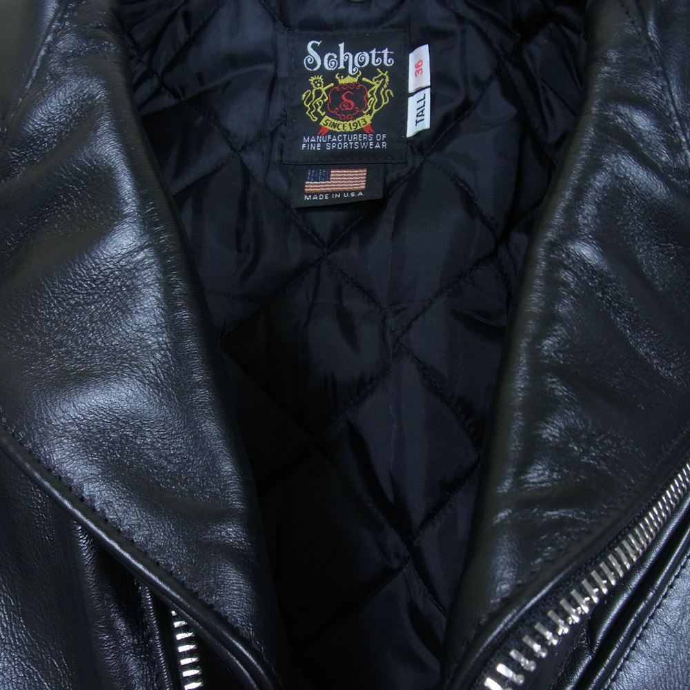 schott ショット 613UST ONESTAR TALL ワンスター トール ホースハイド ダブルライダース ジャケット ブラック系 36【美品】【中古】