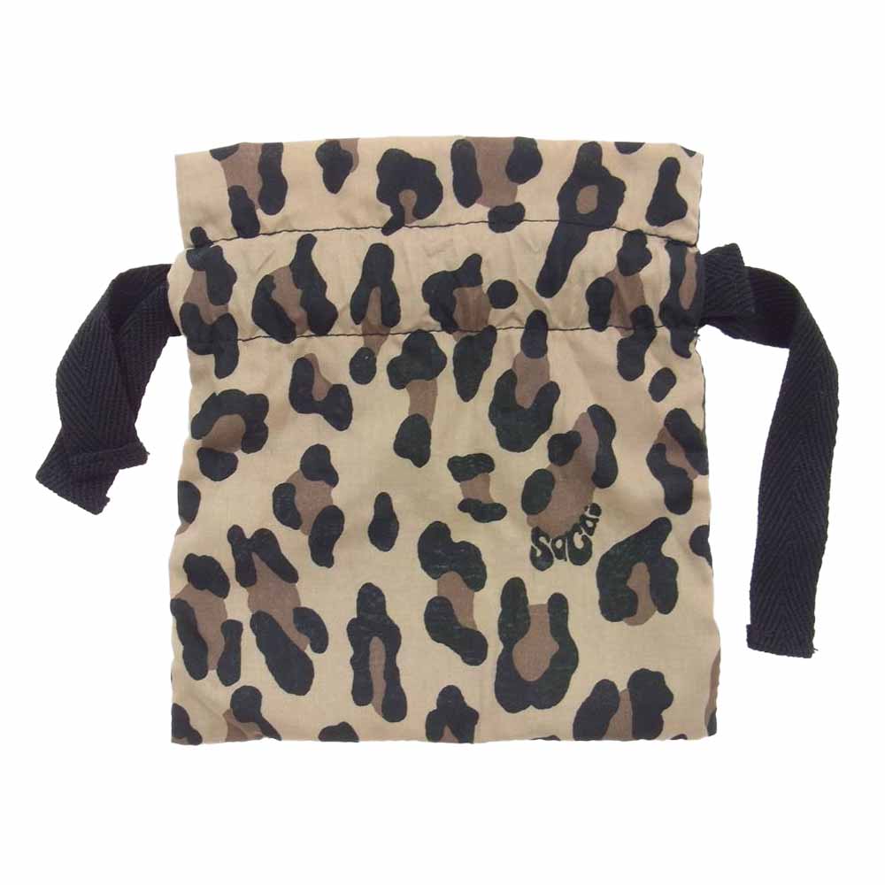 Sacai サカイ レオパード リボン ポーチ 小物入れ ライトブラウン系 ネイビー系【中古】