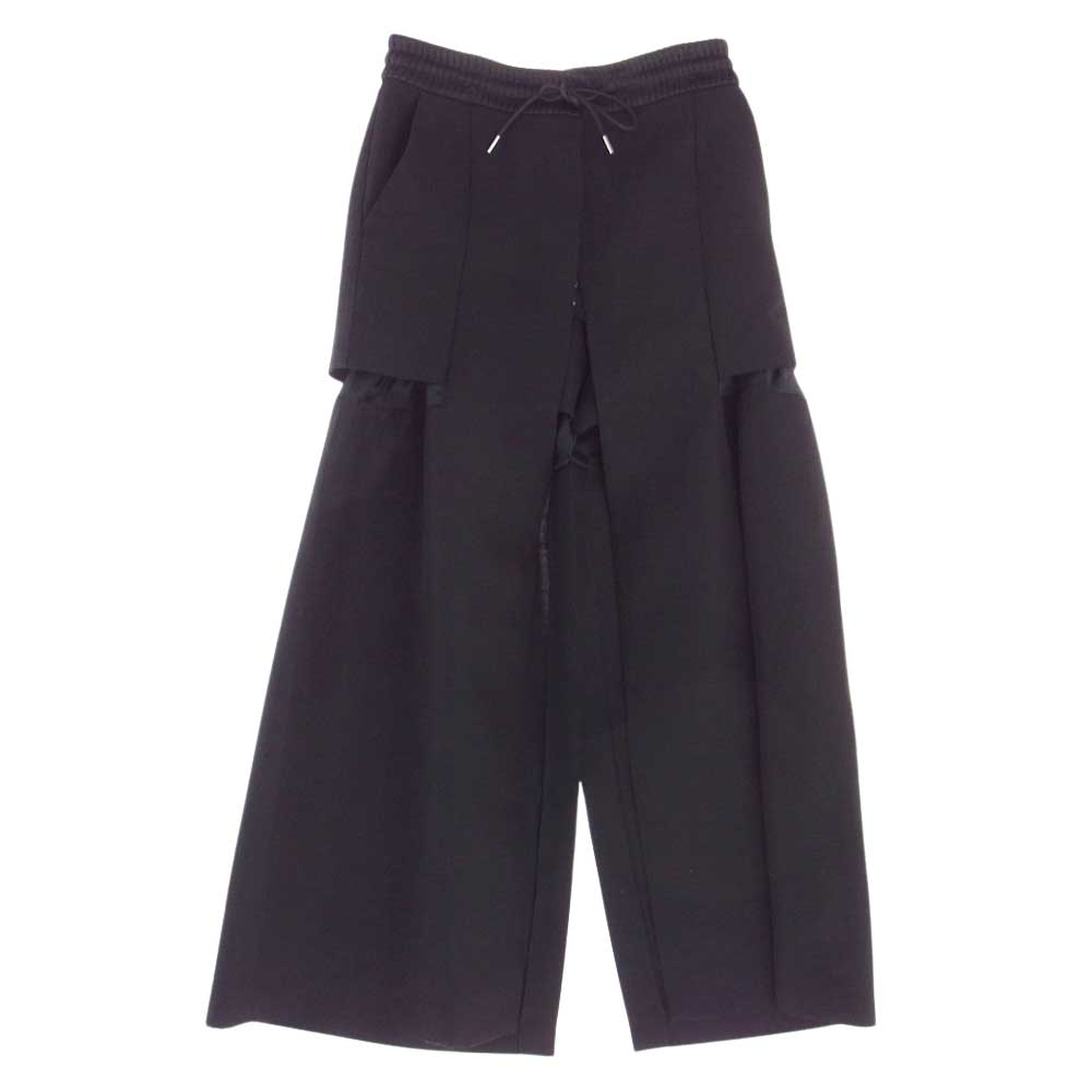 Sacai サカイ 22AW 22-06318 Suiting Mix Pants ドッキング レイヤード ウール ハーフパンツ ショーツ スカート ブラック系 2【極上美品】【中古】