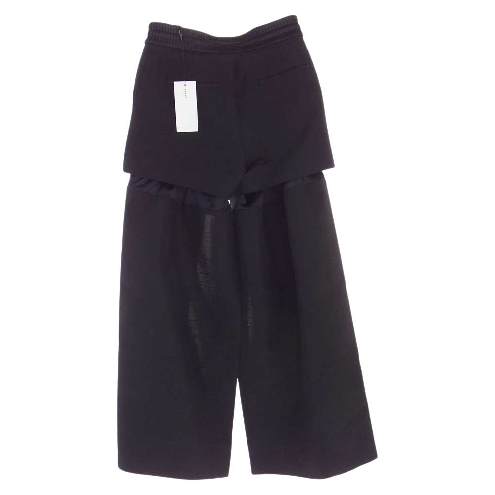 Sacai サカイ 22AW 22-06318 Suiting Mix Pants ドッキング レイヤード ウール ハーフパンツ ショーツ スカート ブラック系 2【極上美品】【中古】