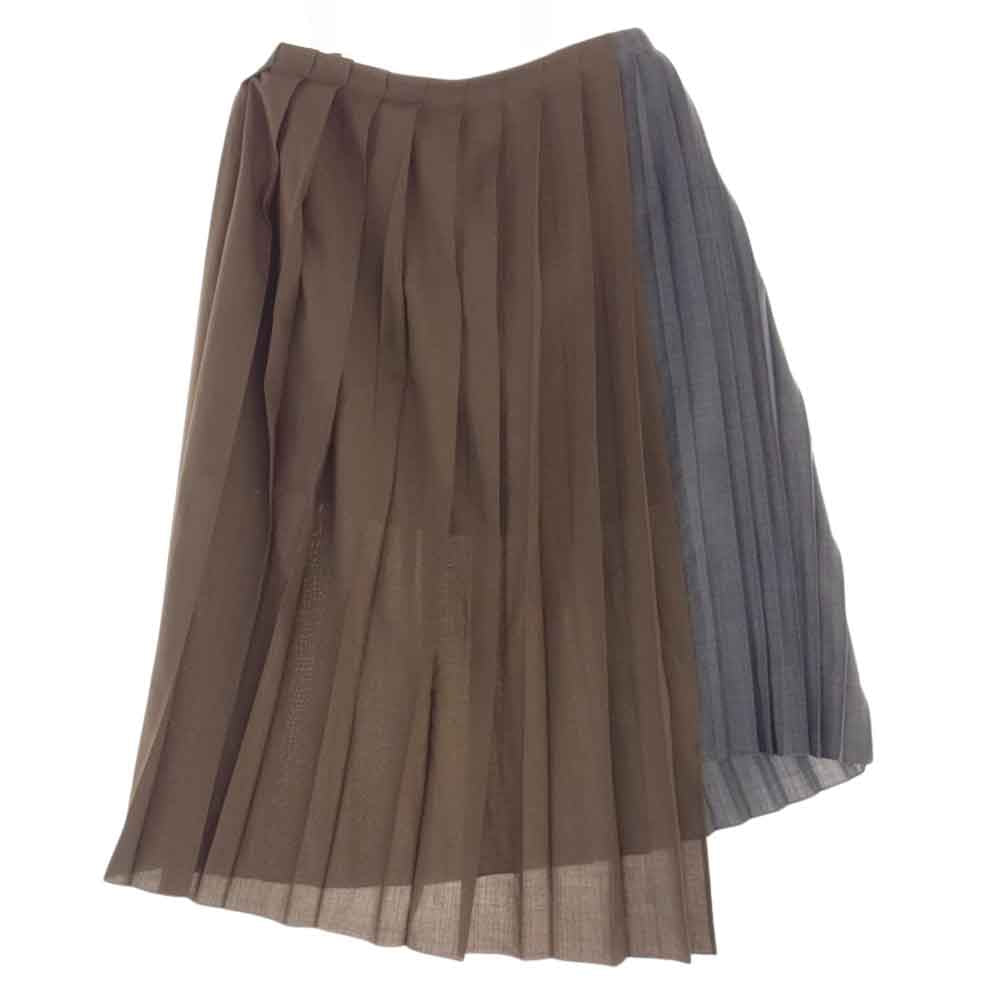 Sacai サカイ 22AW 22-06178 Siuting Skirt スーチング 切替 プリーツ スカート グレー系 ブラウン系 2【中古】