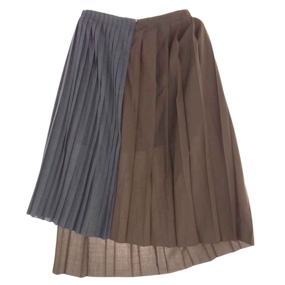 Sacai サカイ 22AW 22-06178 Siuting Skirt スーチング 切替 プリーツ スカート グレー系 ブラウン系 2【中古】