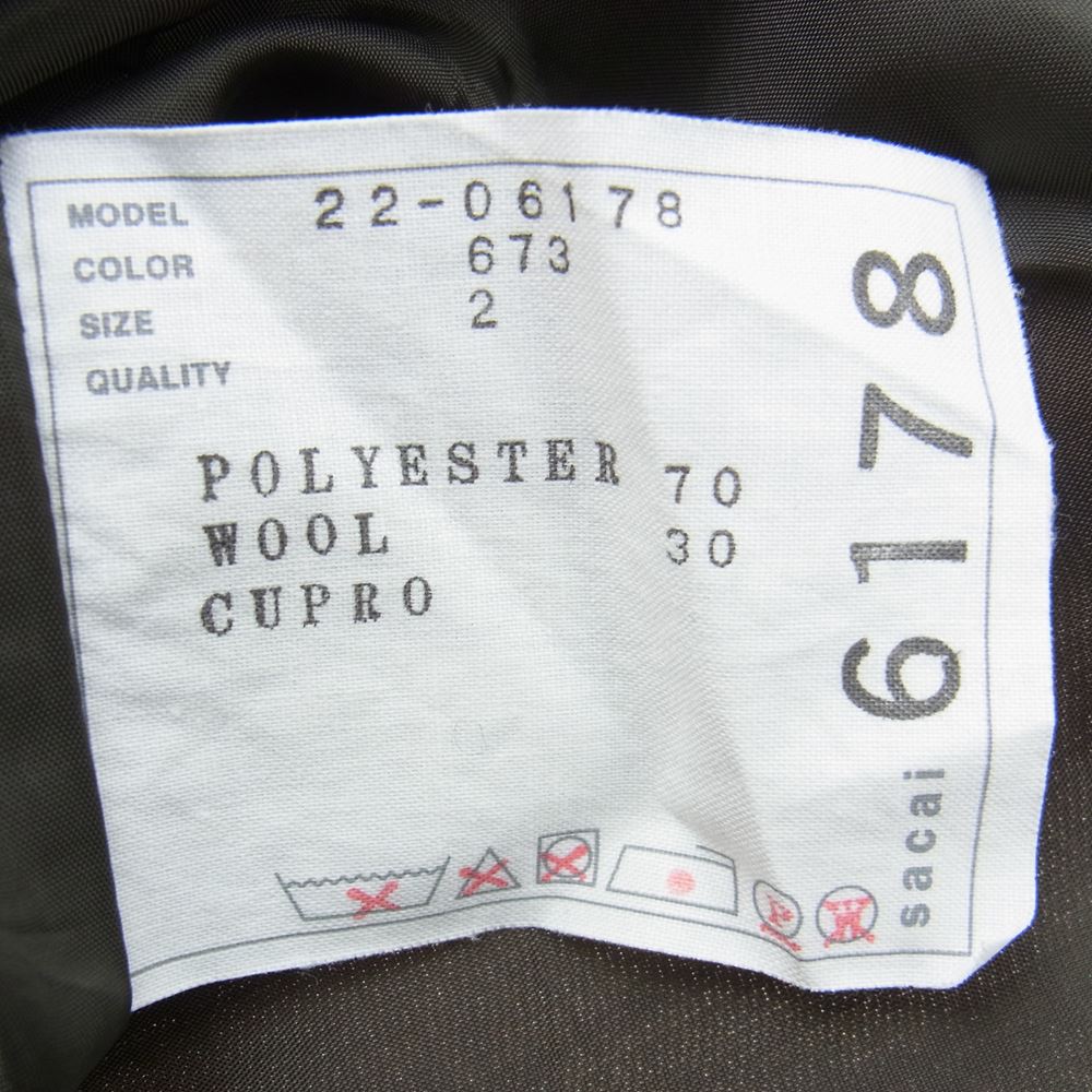 Sacai サカイ 22AW 22-06178 Siuting Skirt スーチング 切替 プリーツ スカート グレー系 ブラウン系 2【中古】