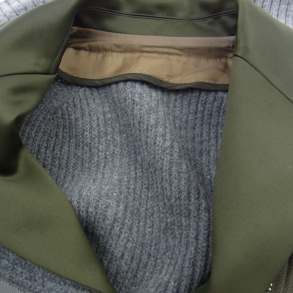 Sacai サカイ 22AW 22-06174 Suiting Knit Jacket スーチング 異素材切替 ニット テーラードジャケット ブルゾン グレー系 ブラウン系 カーキ系 2【中古】