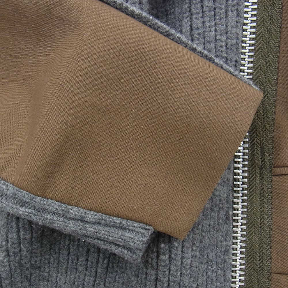 Sacai サカイ 22AW 22-06174 Suiting Knit Jacket スーチング 異素材切替 ニット テーラードジャケット ブルゾン グレー系 ブラウン系 カーキ系 2【中古】