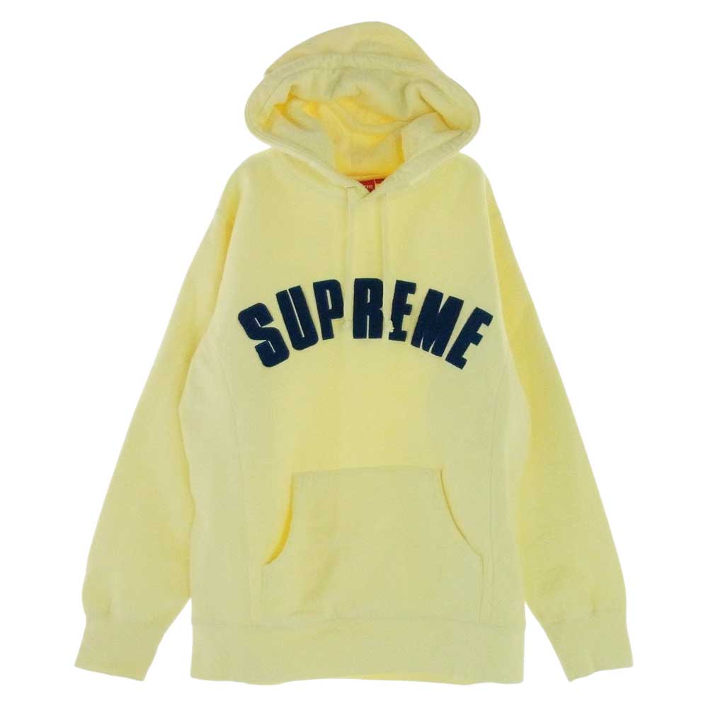 Supreme シュプリーム 17SS Chenille Arc Logo Hooded Sweatshirt シェニール パイル アーチロゴ スウェット フーディ パーカー イエロー系 M【中古】