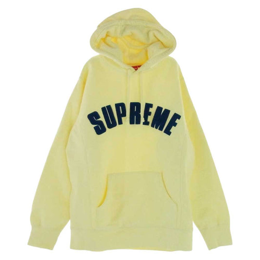 Supreme シュプリーム 17SS Chenille Arc Logo Hooded Sweatshirt シェニール パイル アーチロゴ スウェット フーディ パーカー イエロー系 M【中古】