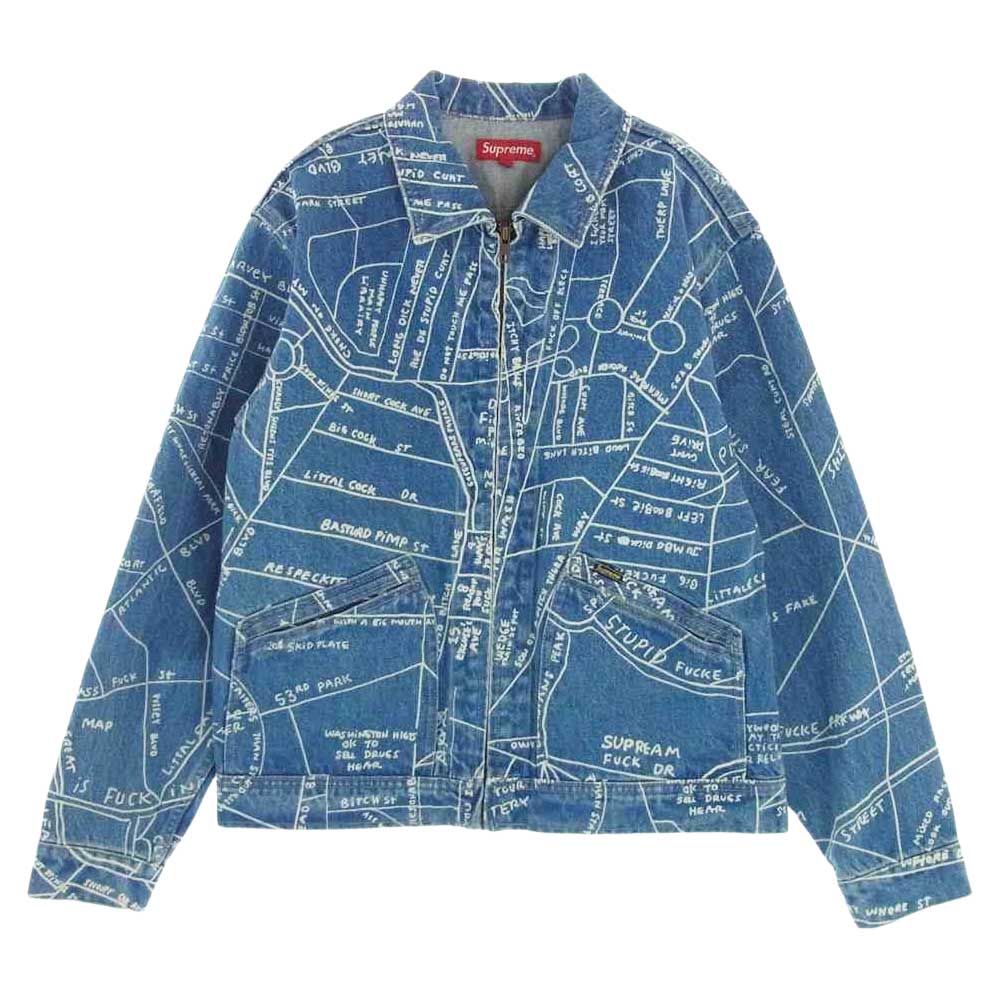 Supreme シュプリーム 19SS Gonz Map Work Jacket ゴンズ マップ ワーク フルジップ デニム ジャケット インディゴブルー系 S【中古】