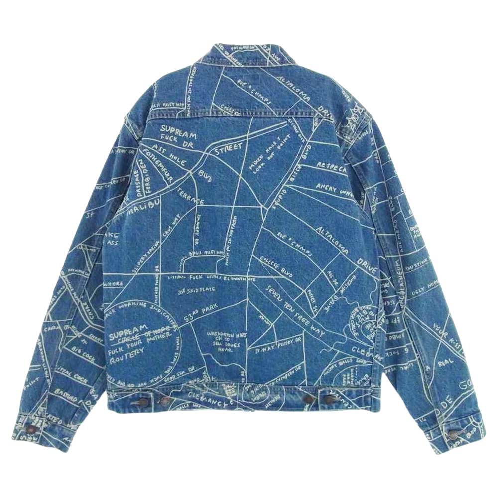 Supreme シュプリーム 19SS Gonz Map Work Jacket ゴンズ マップ ワーク フルジップ デニム ジャケット インディゴブルー系 S【中古】