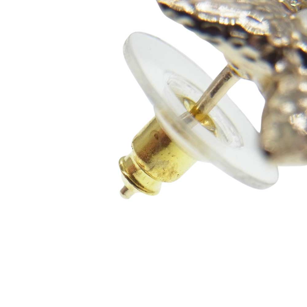 CHANEL シャネル B21C ココマーク ラインストーン ピアス ゴールド系【中古】