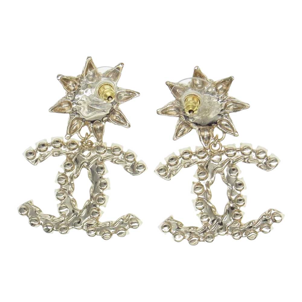 CHANEL シャネル B21C ココマーク ラインストーン スイング ピアス ゴールド系【中古】