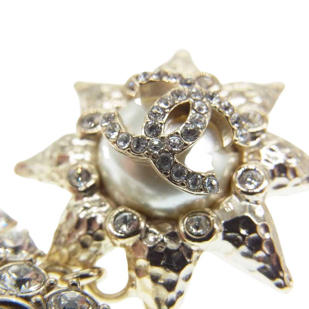 CHANEL シャネル B21C ココマーク ラインストーン スイング ピアス ゴールド系【中古】