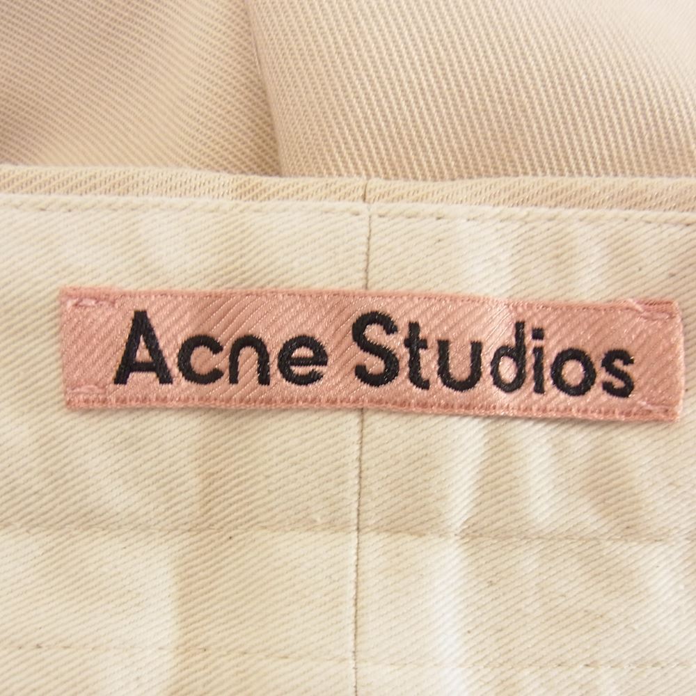 ACNE STUDIOS アクネストゥディオズ FN-MN-TROU000515 ピンクフラッグラベル ジップフライ レギュラーフィット トラウザーズ ベージュ系 48【新古品】【未使用】【中古】