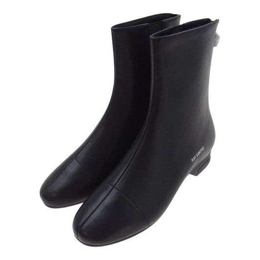 RAF SIMONS ラフシモンズ HR790006L RUNNER 2001 HIGH サイドゴア バックジップ ロゴ レザー アンクルブーツ ブラック系 EU43【新古品】【未使用】【中古】