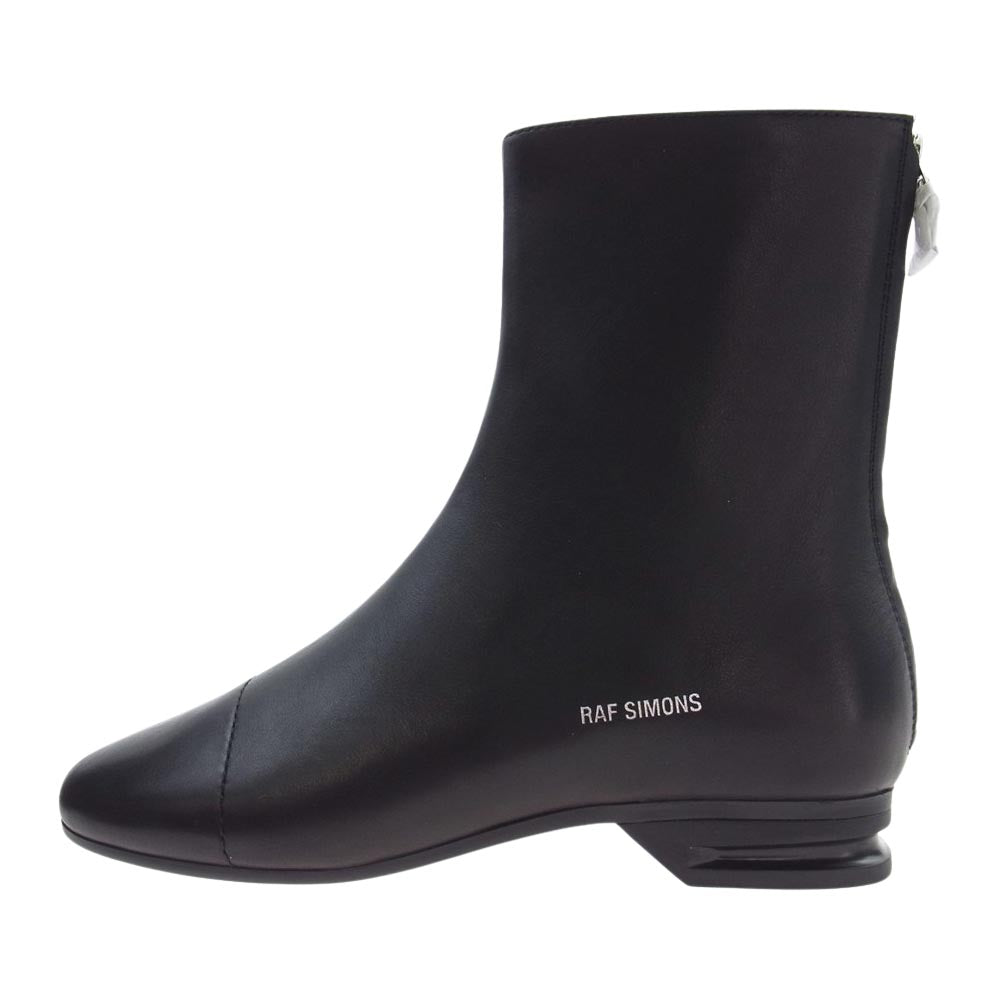 RAF SIMONS ラフシモンズ HR790006L RUNNER 2001 HIGH サイドゴア バックジップ ロゴ レザー アンクルブーツ ブラック系 EU43【新古品】【未使用】【中古】