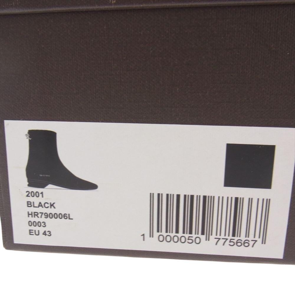 RAF SIMONS ラフシモンズ HR790006L RUNNER 2001 HIGH サイドゴア バックジップ ロゴ レザー アンクルブーツ ブラック系 EU43【新古品】【未使用】【中古】