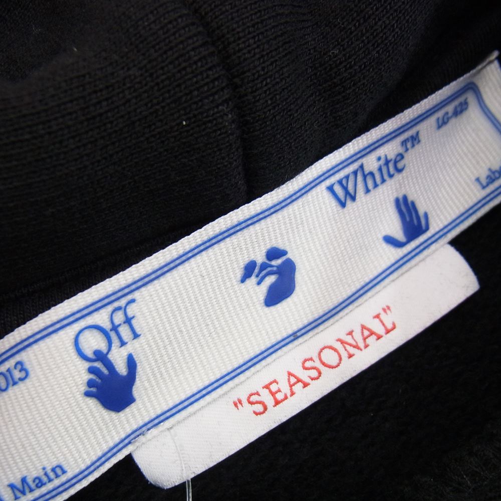 OFF-WHITE オフホワイト 22SS OMBB037S22FLE0071001 国内正規品 イーストランドタグ バックカラヴァッジオ バックプリント ロゴ プルオーバー パーカー フーディ ブラック系 XL【新古品】【未使用】【中古】