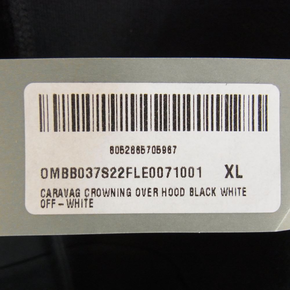 OFF-WHITE オフホワイト 22SS OMBB037S22FLE0071001 国内正規品 イーストランドタグ バックカラヴァッジオ バックプリント ロゴ プルオーバー パーカー フーディ ブラック系 XL【新古品】【未使用】【中古】