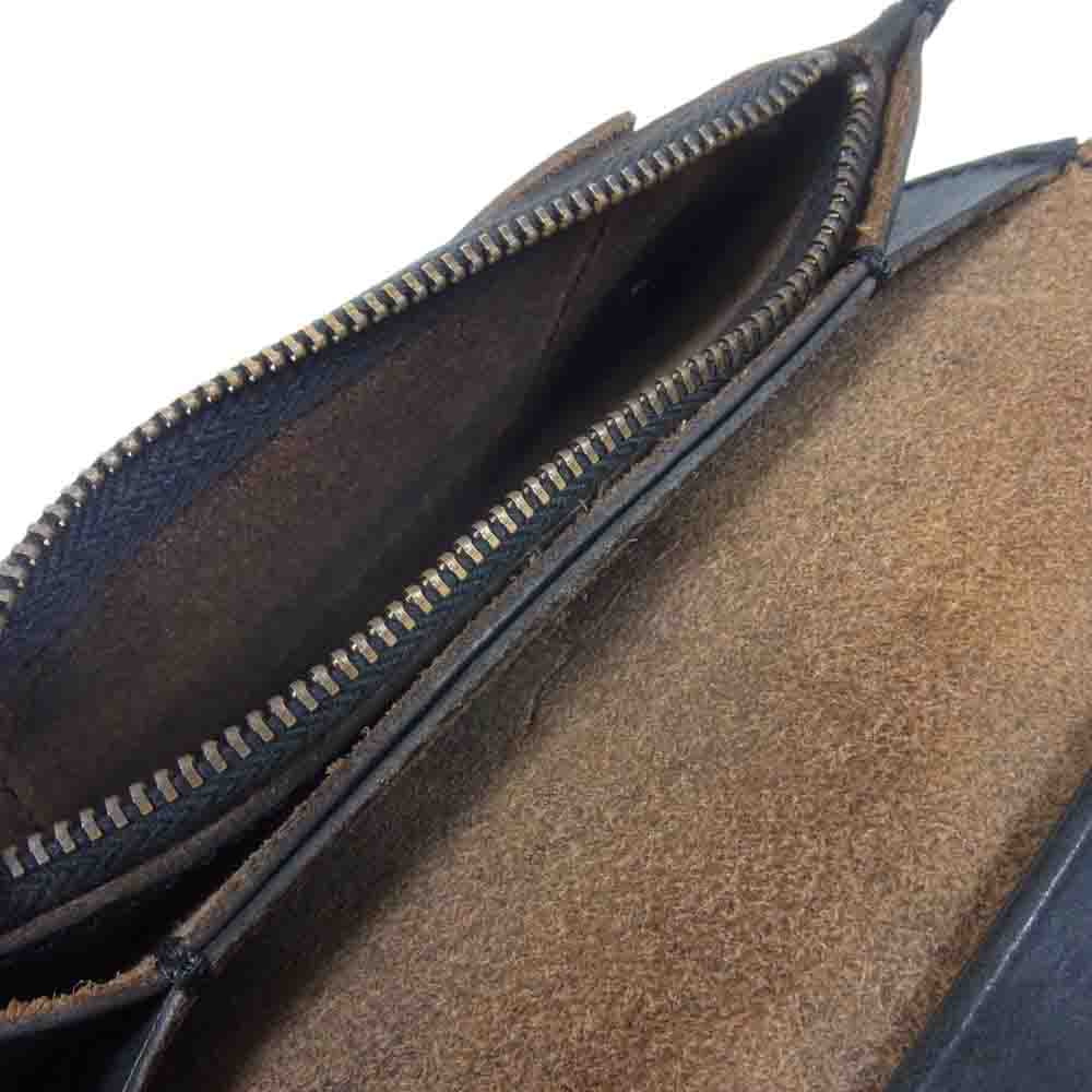 LARRY SMITH ラリースミス LT-0002-1 購入証明書付属 SHELL CONCHA WALLET シェル コンチョ レザー ロングウォレット 長財布 ブラック系【中古】