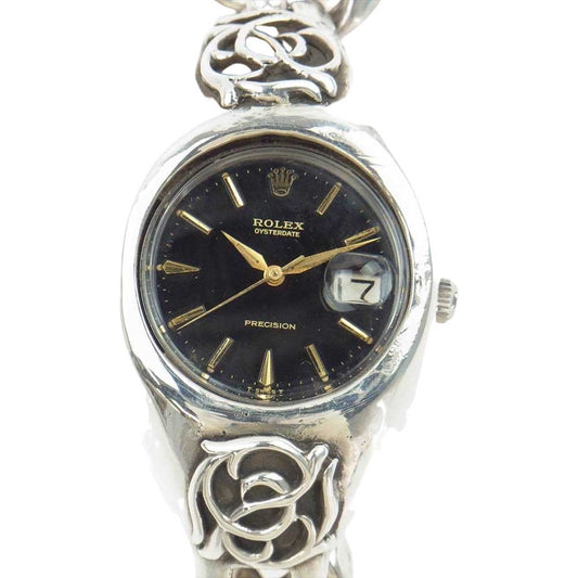CHROME HEARTS クロムハーツ（原本無） ROLEX 6694 オイスターデイト 手巻き アンティーク オールド フローラルモチーフ クラシック リンク ウォッチケース ブレスレット【中古】
