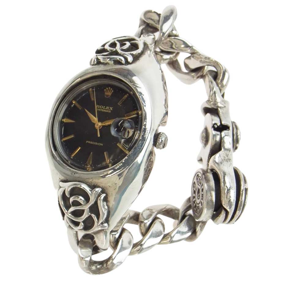 CHROME HEARTS クロムハーツ（原本無） ROLEX 6694 オイスターデイト 手巻き アンティーク オールド フローラルモチーフ クラシック リンク ウォッチケース ブレスレット【中古】