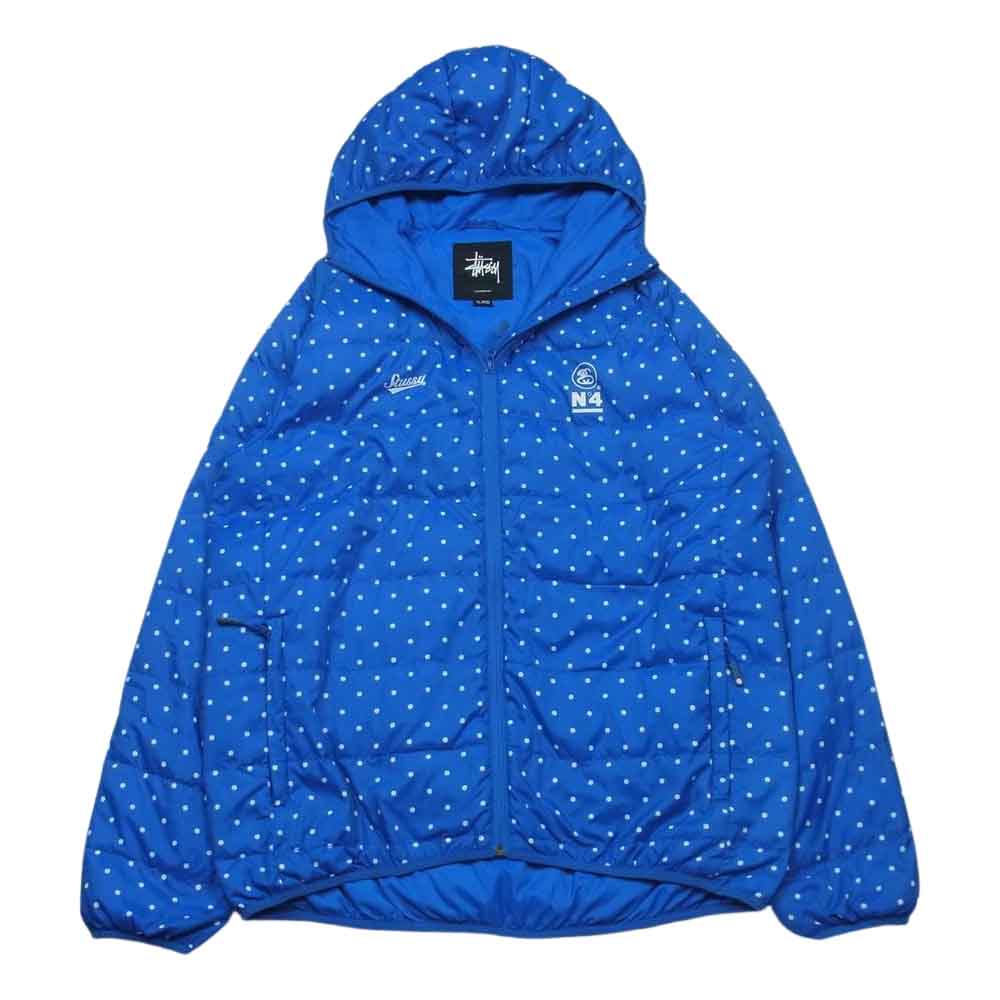 STUSSY ステューシー 13AW ドット柄 ポリエステル ダウン ジャケット 中国製 ブルー系 XL【中古】
