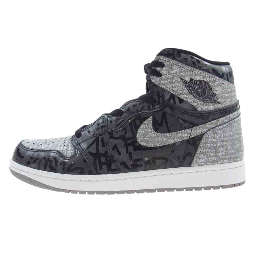 NIKE ナイキ 555088-036 AIR JORDAN 1 RETRO HIGH OG REBELLIONAIRE エア ジョーダン 1 レトロ ハイ オリジナル レベリオネア スニーカー グレー系 ブラック系 28.5cm【極上美品】【中古】