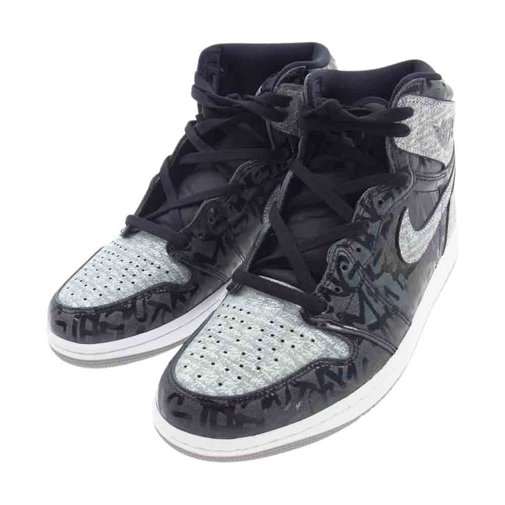 NIKE ナイキ 555088-036 AIR JORDAN 1 RETRO HIGH OG REBELLIONAIRE エア ジョーダン 1 レトロ ハイ オリジナル レベリオネア スニーカー グレー系 ブラック系 28.5cm【極上美品】【中古】