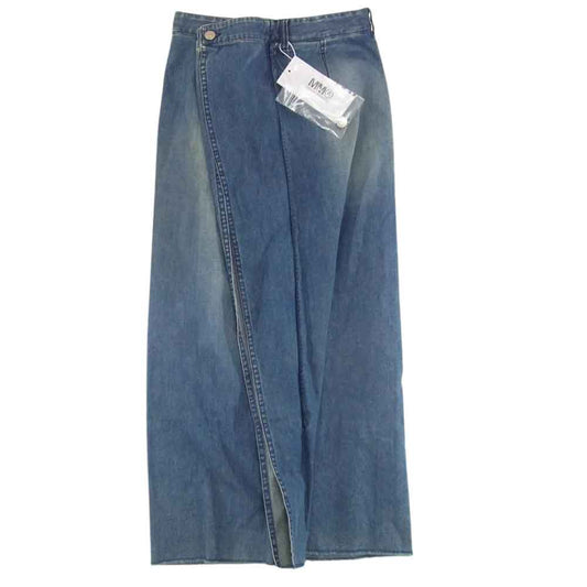 MAISON MARGIELA メゾンマルジェラ 19SS S52MA0054 MM6 エムエムシックス フロント フリルデザイン デニム ロングスカート インディゴブルー系 36【新古品】【未使用】【中古】