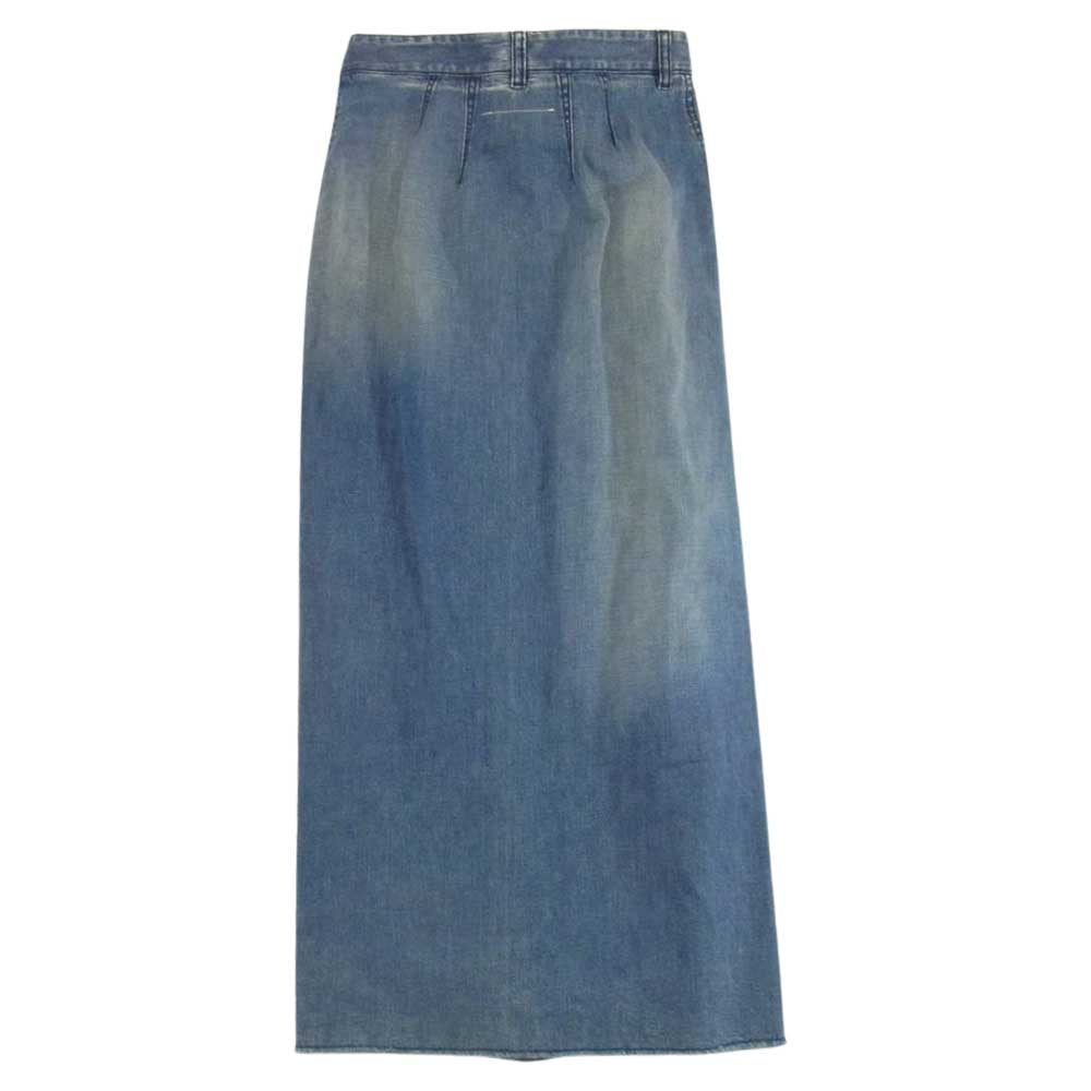 MAISON MARGIELA メゾンマルジェラ 19SS S52MA0054 MM6 エムエムシックス フロント フリルデザイン デニム ロングスカート インディゴブルー系 36【新古品】【未使用】【中古】
