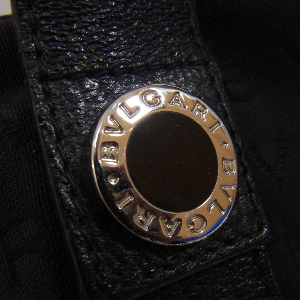 BVLGARI ブルガリ AXEBEG ポーチ付き レザー切替 ロゴマニア トートバッグ ブラック系【中古】